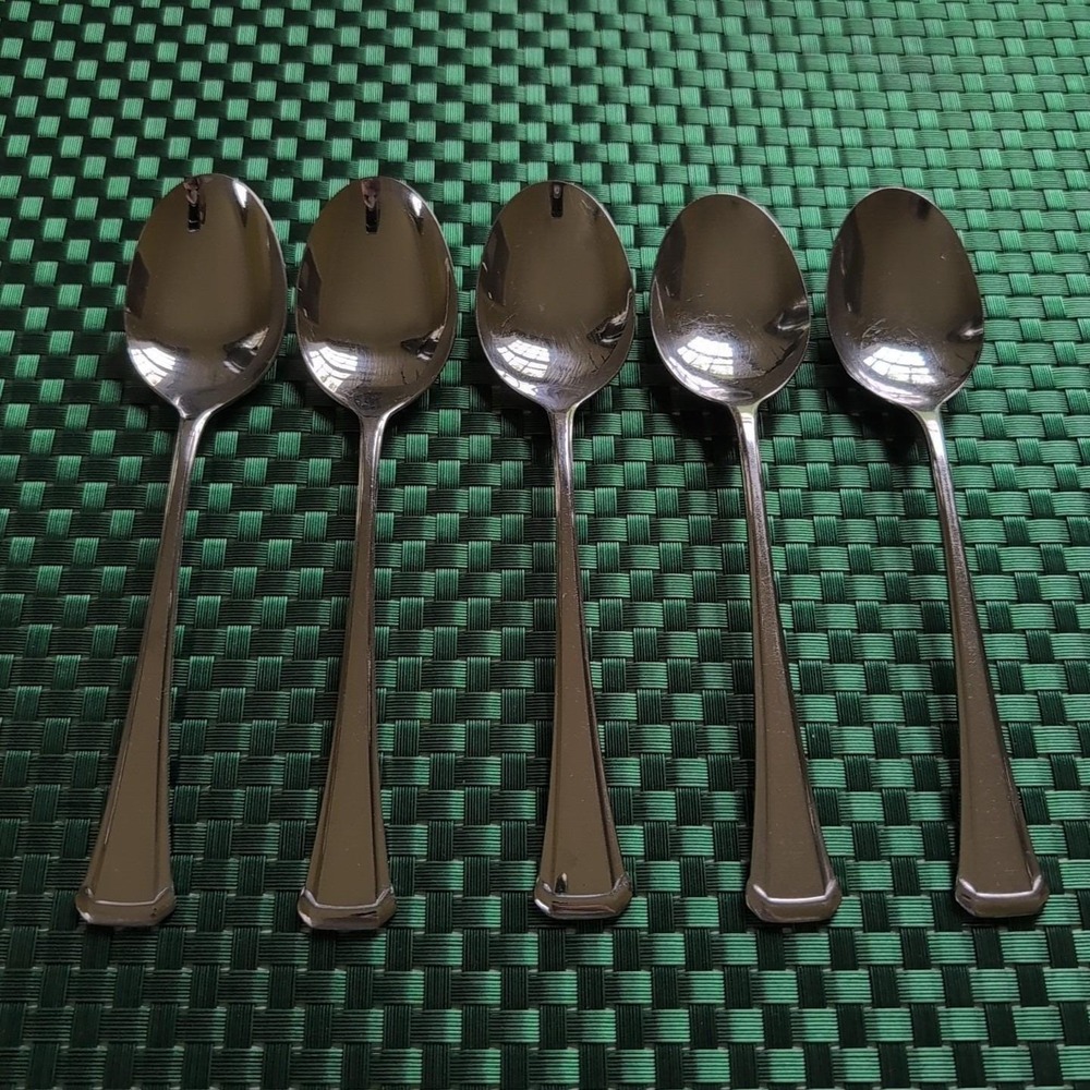 Oneida Maestro St. Leger Soup Spoons Set Lot of 5 Stainless SSS Glossy USA VTG